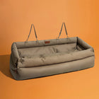 Siege voiture chien large beige avec sangles de fixation pour confort et sécurité du chien