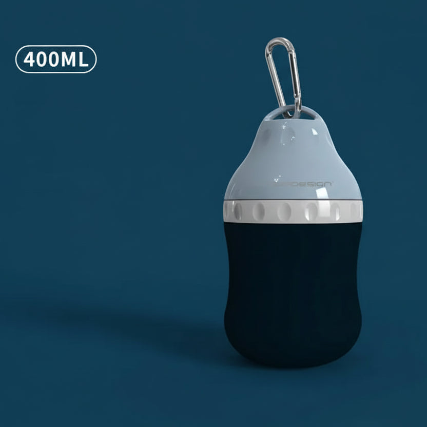 Gourde de voyage pour chien de 400ml avec design ergonomique et fixation par mousqueton