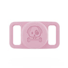 Support AirTag chien en silicone rose avec motif chien et os pour collier