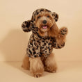 Cargar la imagen en la vista de la galería, Chien portant un sweat capuche pour chien à motif léopard avec oreilles et pelage doux

