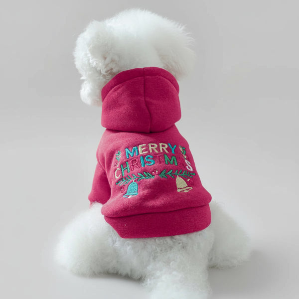 Sweat capuche pour chien en rose avec motifs festifs pour les saisons de fête