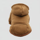 Sweat capuche pour petit chien marron en tissu doux avec poche arrière confortable