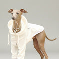Carica l'immagine nel visualizzatore della galleria, Sweat capuche pour whippet en coton beige avec bordures blanches pour un look stylé
