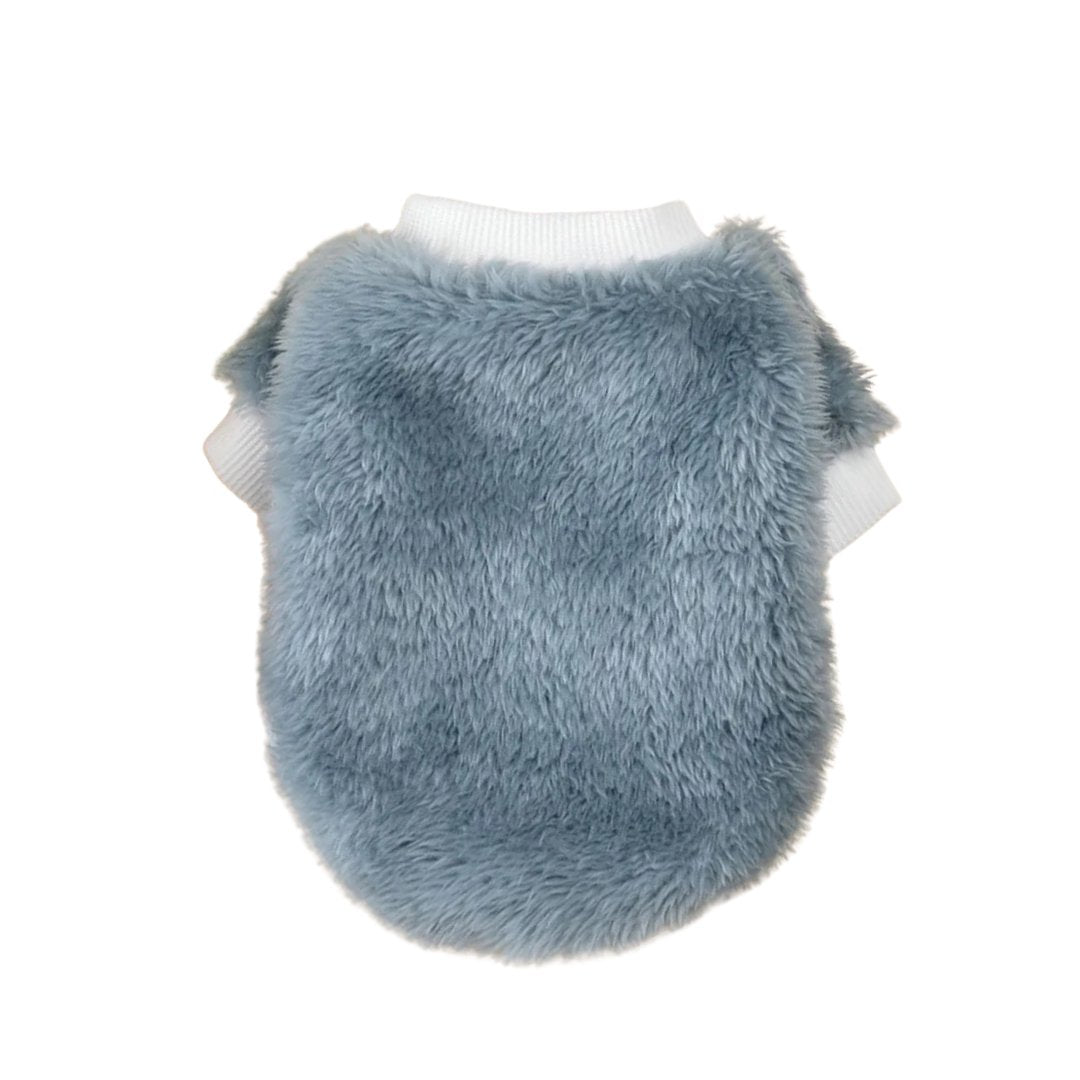 Sweat doux pour chien gris bleu en peluche avec col et manches blanches Oscar et Plume