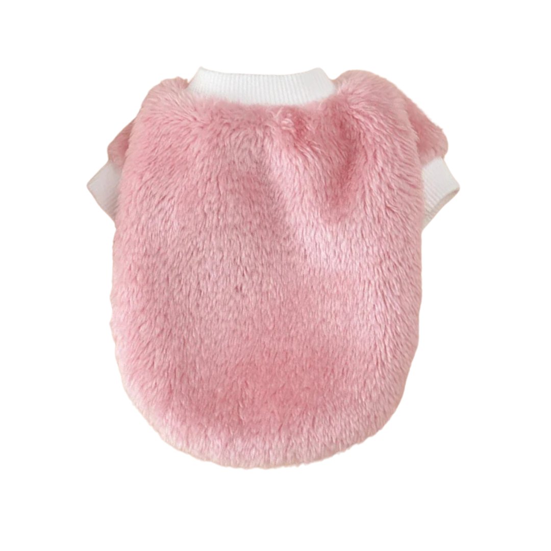 Sweat doux pour chien rose en peluche avec col et manches blancs de Oscar et Plume