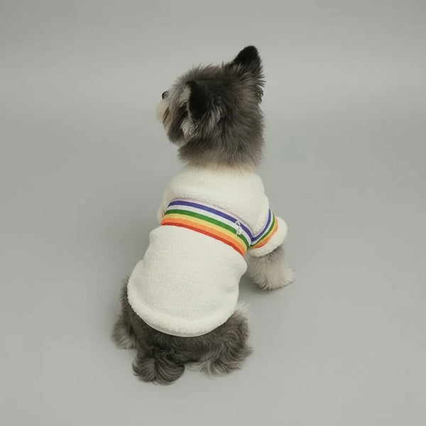 Sweat doux pour petit chien Oscar et Plume avec bandes colorées sur le dos