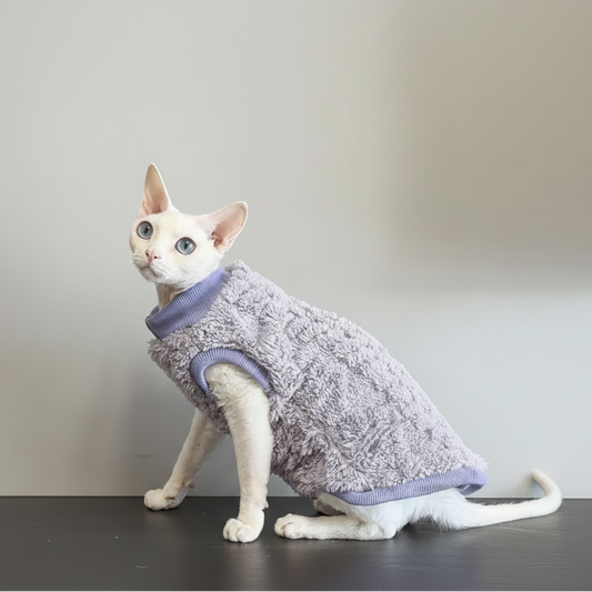Sweat polaire pour chat Sphinx en lavande, confortable et doux pour les chats à poil court