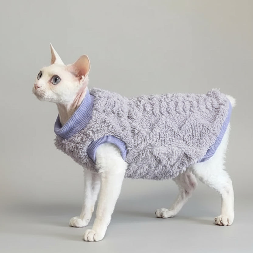 Sweat polaire pour chat Sphinx en peluche lavande pour le confort de votre animal