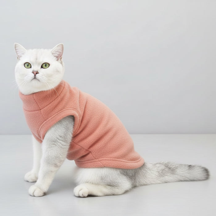Chat portant un sweat polaire pour chat vert, confortable et chaud pour les journées fraîches