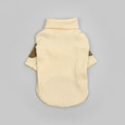 Sweat-shirt chien coton beige à col roulé avec coudières marron pour chien élégant