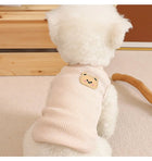 T-shirt chien en coton beige avec un patch de lion pour les petits animaux de compagnie