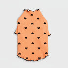 T-shirt coton pour petit chien à motifs de coeur noirs sur fond orange