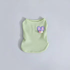 T-shirt design pour chien vert clair avec broderie lapin violet sur tissu texturé