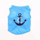 T-shirt léger pour chien bleu avec un motif d'ancre marine et des couleurs vives