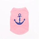 T-shirt léger pour chien rose avec un motif d'ancre marine bleue