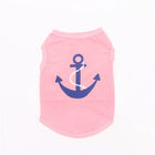 T-shirt léger pour chien rose avec un motif d'ancre marine bleue