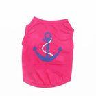 T-shirt léger pour chien rose avec un motif d'ancre marine en bleu