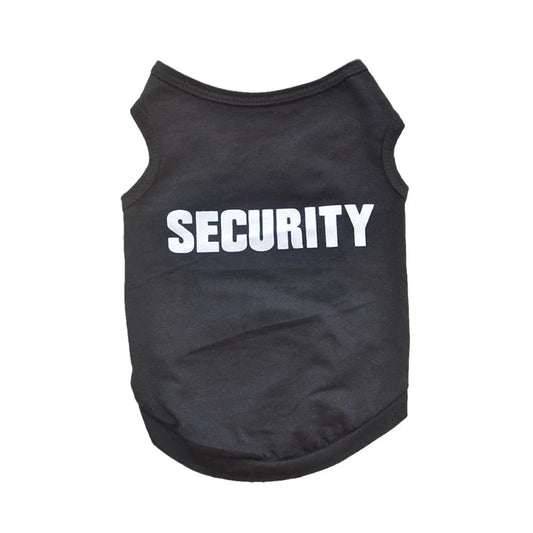 T-shirt léger pour chien noir avec inscription SECURITY au dos pour un style décontracté