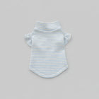 T-shirt manches volantes pour teckel en bleu rayé avec col montant