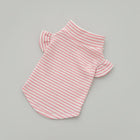 T-shirt manches volantes pour teckel à rayures roses et blanches, confortable pour les animaux