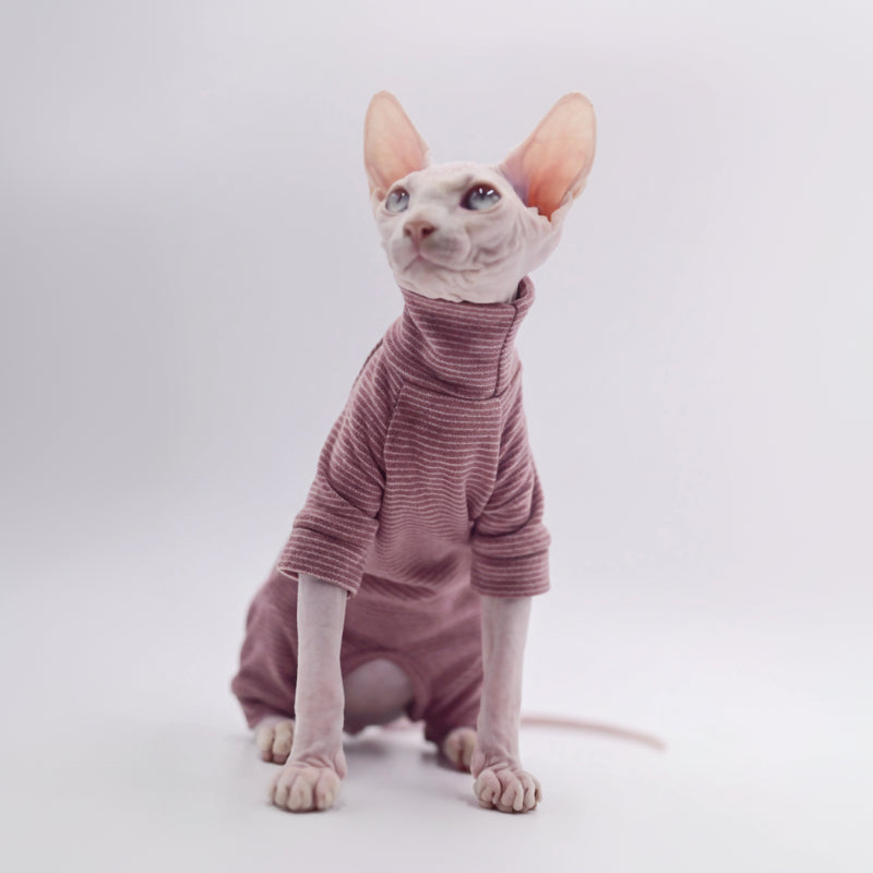 T-shirt pour chat sphynx en rose avec col montant, parfait pour le style et le confort