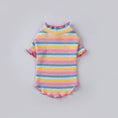 Charger l'image dans la visionneuse de la galerie, T-shirt rayé pour chat aux couleurs vives avec un col montant et des manches à volants
