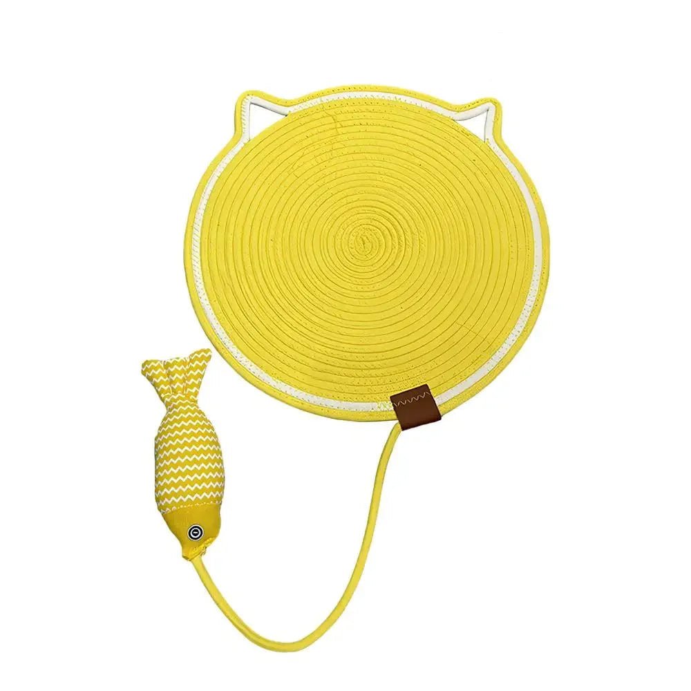 Tapis à Gratter pour chat Oscar et Plume Jaune / Diamètre = 42 cm