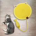 Charger l'image dans la visionneuse de la galerie, Tapis à Gratter pour chat Oscar et Plume Jaune / Diamètre = 42 cm
