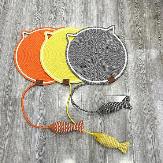 Tapis à Gratter pour chat Oscar et Plume Jaune / Diamètre = 42 cm