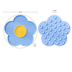 Tapis à lécher pour chien et chat en forme de fleur bleue avec surface texturée pour stimulation