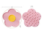 Tapis à lécher pour chien et chat en forme de fleur rose avec reliefs et ventouses antidérapantes