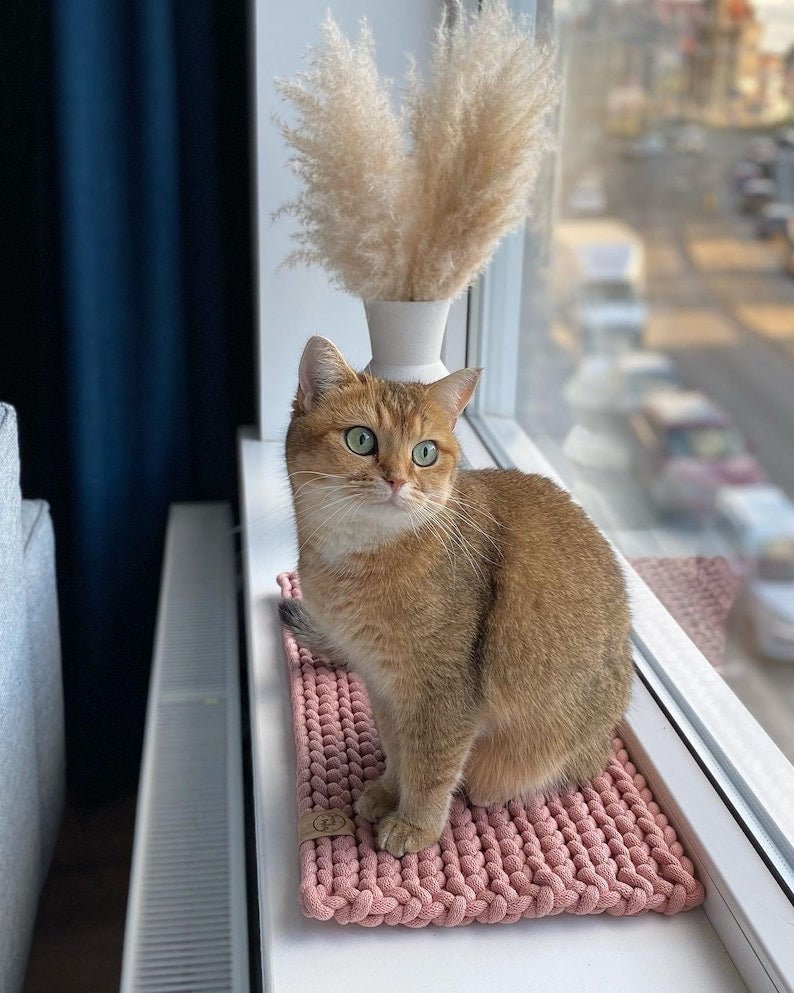 Tapis de fenêtre en coton recyclé pour chat Oscar et Plume