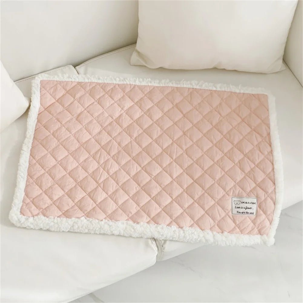 Tapis double face de couchage ou couverture pour chat et chien Oscar et Plume Rose / 60x40cm