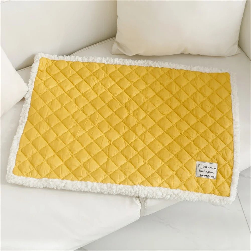 Tapis double face de couchage ou couverture pour chat et chien Oscar et Plume Jaune / 60x40cm