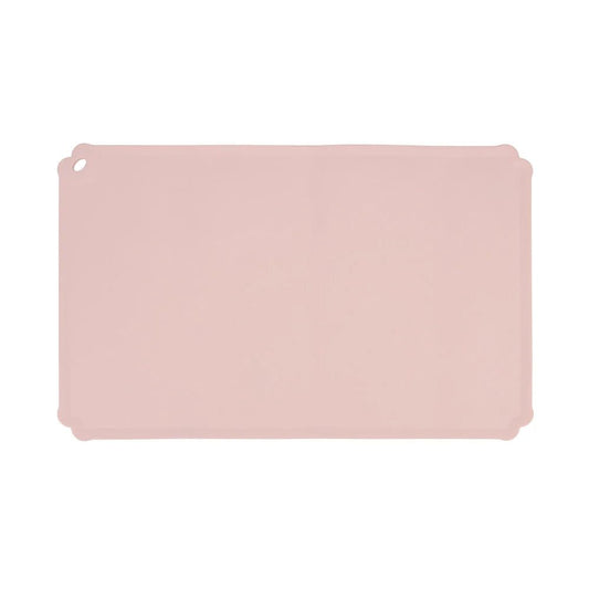 Tapis en silicone pour gamelle rose signé Oscar et Plume, antidérapant et facile à nettoyer