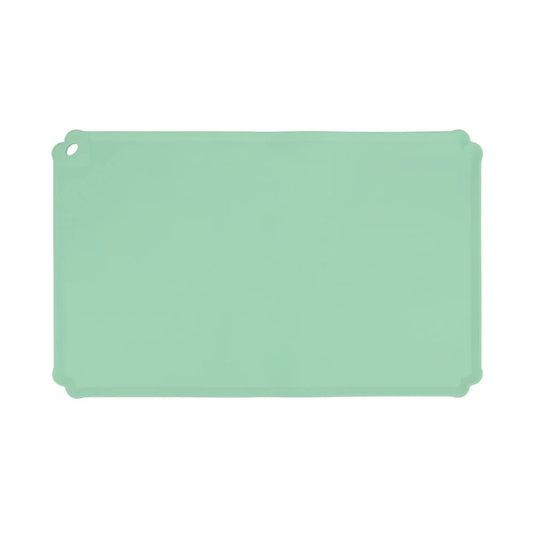 Tapis en silicone pour gamelle de couleur verte pastel avec angle arrondi Oscar et Plume