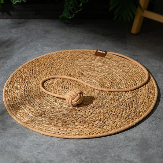 Tapis en sisal de repos et à gratter pour chat Oscar et Plume Tapis clair avec balle