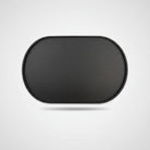 Tapis silicone gamelle chien noir ovale avec motifs pattes pour protéger le sol lors du repas