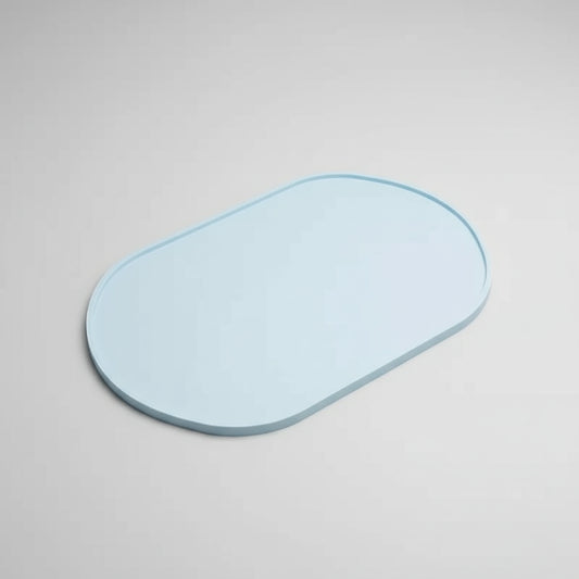 Tapis silicone gamelle oval bleu clair pour protéger le sol sous les gamelles