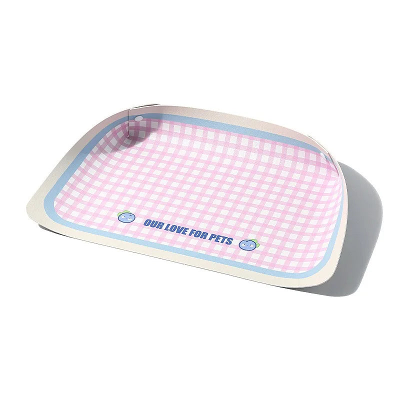 Tapis silicone pour Chien et chat avec design à carreaux rose pour une alimentation propre