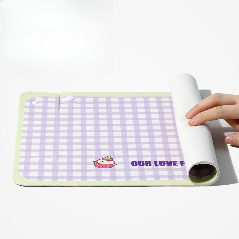 Tapis silicone pour Chien et chat avec motif à carreaux et design mignon, facile à nettoyer