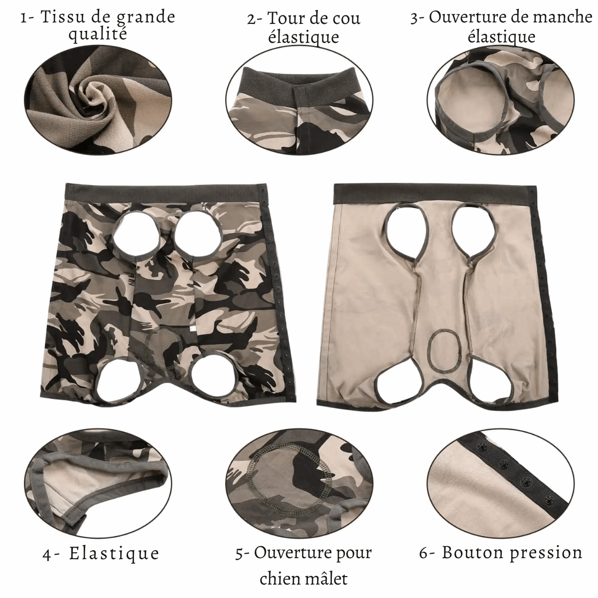 Tee-shirt post opératoire pour chat avec tissu de grande qualité et ouvertures élastiques pratiques