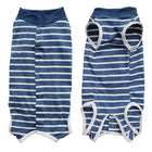 Tee-shirt post opératoire pour chat en bleu à rayures blanches, confortable et pratique