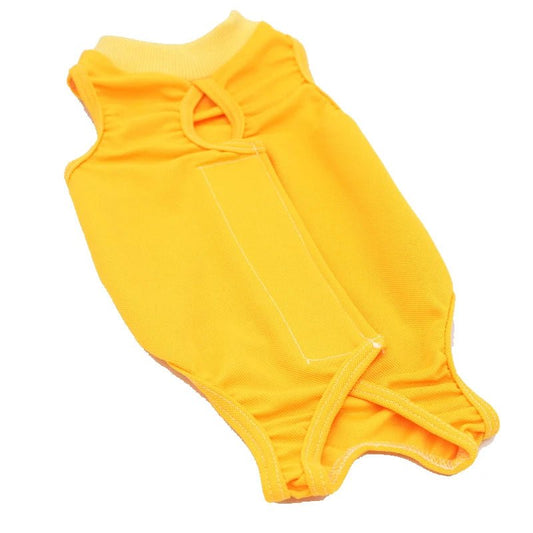 T-shirt post opération chat jaune en tissu doux pour protection et confort après chirurgie