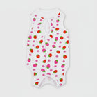 T-shirt post opératoire pour chat blanc avec imprimé fraises rouges et roses Oscar et Plume