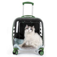 Load image into Gallery viewer, Valise à roulette transparente pour chat Oscar et Plume Vert
