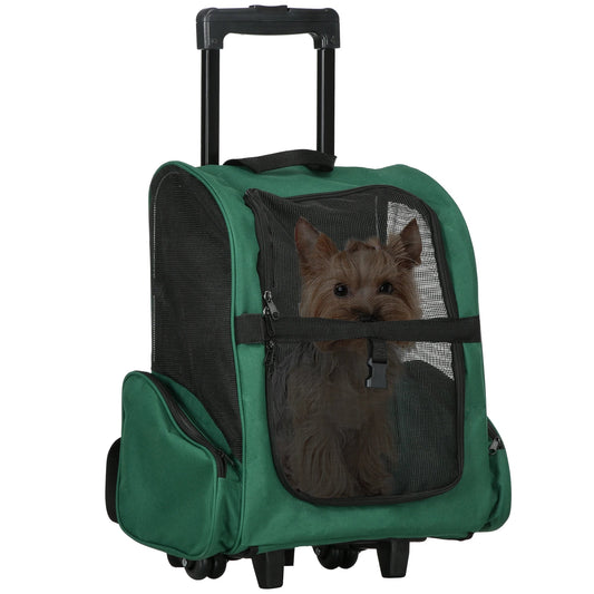 Valise à roulettes et sac à dos pour chien et chat Oscar et Plume Verte