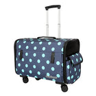 Valise roulettes pour chien bleue à pois avec poignée télescopique et poche latérale