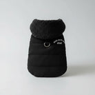 Deux manteaux pour petit chien gris et noir en tissu côtelé avec col en laine bouclée pour petits chiens