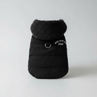 Deux manteaux pour petit chien gris et noir en tissu côtelé avec col en laine bouclée pour petits chiens